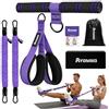 Ayombo Allenatore addominale, fasce di resistenza con manico, attrezzi per allenamento sit-up, bodybuilding, espansione, allenamento per tutto il corpo, per la casa, corda elastica, multifunzione, per