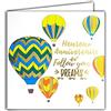 Afie 22065 - Biglietto di auguri per gli anni Follow your dreams Suis tes rêve in oro dorato lucido, 145 x 145 mm con busta, fabbricazione francese, mongolfiere;