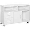 HOMCOM Mobile per stampante con 2 cassetti, su ruote, con ripiani aperti e armadio, 100 x 35 x 65 cm, Bianco | Aosom Italy