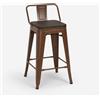 AHD Amazing Home Design sgabello alto design industriale in metallo e legno sgabello da bar in stile per bar o cucina piano in acciaio legno - Brown