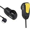 Electraline 62057 Multipresa Prolunga da Lavoro 3 posti 1 schuko + 2 bivalenti 10/16A con clip di fissaggio, cavo 5 m, spina 16A, nera