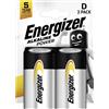 Energizer Power D Batterie Alcaline Torcia LR20 1.5V Blister 2 Pezzi