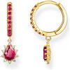 Thomas Sabo CR748-995-10 Orecchini a cerchio placcati oro Romance vintage e pietre rosse Donne