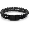 Rebel & Rose RR-M0057-B-L+ Braccialetto Full Metal Combo 12mm Nero Rocks