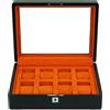Rothenschild RS-3420-8-BL-ORA scatola porta orologi nero [8] con velluto arancione