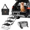 VEVOR Scala Gradini Larghi per Auto per Cani 5 Gradini, Rampa Pieghevole con Superficie Antiscivolo, Animali Domestici Gradini Portatili in Alluminio Leggero per SUV e Camion, Supporta Fino a 68 KG