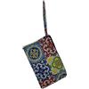 Handmade Pochette Artigianale Made in Italy con Cinturino da Polso, Beauty Case in Cotone, Design Maioliche Siciliane o Limoni, Chiusura a Zip. (maioliche, mod.1)