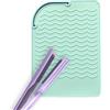 Générique Tappetino per ferro arricciacapelli - Cuscino in silicone resistente al calore, protezione antiscivolo, base resistente alle alte temperature, accessorio per acconciature, design compatto e leggero