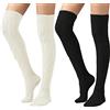 SherryDC Calze invernali extra lunghe da donna, con motivo a treccia, scaldamuscoli