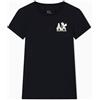 Armani Exchange Maglietta da Donna a Maniche Corte Side Gold Logo Print Slim Fit, Nero, M