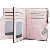 GOUNNU Portafoglio Donna Piccolo in Pelle PU Portafoglio Slim Formato Corto Portafogli da Donna con Cerniera Portamonete e 16 Porta Credito Carte (Rosa)