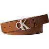 Calvin Klein Uomo Cintura Monogram Buckle 3,5 cm con Fibbia con Monogramma, Turchese (Ck Cognac/Pewter), 100 cm
