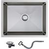 KEOKBON SUS304 - Lavello da cucina rettangolare in acciaio inox o da incasso, 55 x 45 cm, con scarico e vasca singola, satinato spazzolato