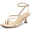 DREAM PAIRS Sandali Infradito Tacco Basso Donna | Tacco Basso 6.5 cm, Punta Quadrata Aperta, Infradito con Cavigliera Regolabile, Soletta Lattice 4mm per Matrimoni e Feste