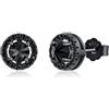TwoAnts Orecchini da uomo in argento sterling 925 ipoallergenico nero punk gotico orecchini gioielli neri regali per le donne, 8.3 Millimeter rund, Argento sterling, Zirconia cubica