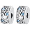HAEPIAR Pavé Clip Stopper, chiusura di posizionamento dorata con zirconia cubica, clip per braccialetti e collane, eleganti ciondoli per gioielli da donna, 2 pezzi