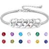RolaOnly Bracciale Personalizzato Donna con 1-5 Nomi Bracciale Cuore Inciso con Pietre di Nascita Gioiello Famiglia Regalo per Festa della Mamma Compleanni Natale