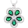 Rizilia FIORIRE Pendente con 18 Catena & Taglio Pera CZ [Simulata Smeraldo Verde] in Placcato in Oro Bianco, Semplice Ed Elegante Moderno
