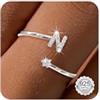 Maynor A-Z Anello con lettere in argento 925 da donna con zirconi cubici impermeabili - Anello regolabile da 50 a 60 pollici anello iniziale gioielli