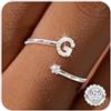 Maynor A-Z Anello con lettere in argento 925 da donna con zirconi cubici impermeabili - Anello regolabile da 50 a 60 pollici anello iniziale gioielli