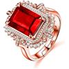 Uloveido Lussuoso anello in zaffiro sintetico, placcato in oro bianco, regolabile, zirconia, taglio smeraldo, anello di fidanzamento, Y988, Cristallo, Zirconia cubica