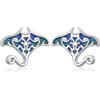 DAOCHONG Orecchini a perno in argento Sterling, con mana blu, pesce, animali marini, regalo di compleanno per le donne che amano l'oceano