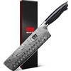 SHAN ZU Coltello Nakiri Giapponese a Acciaio a Polvere, 18 cm Coltelli da Cucina ad alto Tenore di Carbonio 63 HRC Coltello per Verdure con Lama Affilata a 12° e Impugnatura Ergonomica in Pakkawood