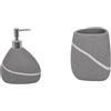 MSV - Dispenser Sapone e Bicchiere - Grigio | Dispenser Sapone e Bicchiere · Set Bagno Coordinato · Finitura Grigio · Facile da Pulire