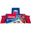 Vileda 3Action Scopa per Interni, con 3 Diverse Setole, Scopa Cattura polvere, Morbida, per Angoli, Rosso/Grigio, 28 x 14 x 4 cm, Raccoglie Tutti i Tipi di Sporco