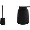 MSV - Scopino WC e Dispenser Sapone Maonie - Nero/Nero Opaco | Scopino WC e Dispenser Sapone · Set Bagno Coordinato · Colori Abbinati · Facile da Pulire