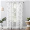 No. 918 Delia - Tenda a pannello con tasca per bastone, motivo floreale ricamato, 127 x 213 cm, colore: bianco