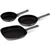 BerLINGERHAUS - Set di padelle con rivestimento in titanio, 3 pezzi, collezione Antracite, robusto, versatile ed elegante