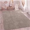 Paco Home Tappeto Soggiorno Camera-Da-Letto Pelo-Alto Scandinavo Boho Stile Geometrico Astratto Tinta-Unita Soffice 3D - 80x150 cm Topo