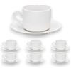 KORAT - Set 6 Tazze con Piattino 195 ml in Ceramica Bianca, Ideali per Cappuccino e Tè, Design Elegante e Minimalista, Adatte a Lavastoviglie e Microonde