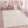 Paco Home Tappeto Soggiorno Camera-Da-Letto Pelo-Alto Scandinavo Boho Stile Geometrico Astratto Tinta-Unita Soffice 3D - 160x220 cm Crema