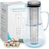 ORINKO® Caraffa Filtrante in Vetro 1,6L con Perle Ceramica EM x15 - Depuratore Acqua Domestico - Gusto Neutro, Riduzione Calcare, Zero Plastica, Salute Quotidiana e Risparmio Bottiglie