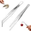 ZFRITP 2 pezzi 20 cm pinze da cucina, pinze professionali dello chef,pinzette in acciaio inossidabile 20 cm lunghe dritte/curve, pinzette culinarie di precisione per carne barbecue decorazione.