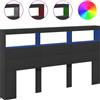 DKD HOME DECOR Testiera a LED con ripiani nera 180x17x102 cm