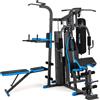 THUNDER® Stazione multifunzione THUNDER HEAVY con pacco pesi da 92,5 kg, panca regolabile, butterfly, carrucola alta e bassa, supporto curl e sacco da boxe