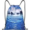 Anceky Zaino con coulisse, borsa da palestra con coulisse, borsa da nuoto blu per uomo e donna