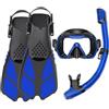 HH HHAO Sport Set da Snorkeling per Adulti con Pinne Corte Regolabili, in Formato da Viaggio, Maschera da Sub di Alta qualità Dry Top Snorkel Tube, con Borsa per Il Trasporto