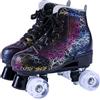 MLYPRU Luccicanti A Doppia Fila Pattini A Rotelle Donne E Uomini, Con Scarpone Alto A Quattro Ruote Adulti All'Aperto Al Chiuso Unisex(41 EU,Black+white wheel)