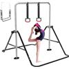 FBSPORT Barra da Ginnastica per Bambini con Altezza Regolabile Anelli Pieghevole Regolabile Espandibile Parallele Ginnastica Artistica, Ideale per Casa Junior Nero