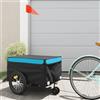 Plumbpyr Rimorchio per bicicletta in ferro nero e blu da 45 kg, robusto e pieghevole per bagagli, carico, cane, bambino, trasporto, tempo libero, campeggio, gite, sicuro, con gancio e copertura