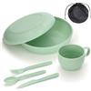 HOMQUEN Set di Posate da Campeggio da 6 Pezzi con Ciotola,Piato,Tazza,Cucchiaio, Forchette,Coltello e Borse,Accessori da Campeggio in Plastica,Essenziali per Viaggi,Picnic, All'aperto,Portatile