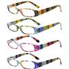 COJWIS Confezione da 4 occhiali da lettura da donna moda primavera cerniera lettore con motivo stampa occhiali da donna, 4 colori misto-2, Medium