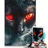 JIANGENNF Puzzle per ragazzi da 1000 pezzi con felino dagli occhi rossi decorazione da parete difficile e stimolante regalo per un gioco impegnativo 38x52cm