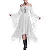 XOLTOAN Vestiti Halloween Donna Vestito Gotico Donna Plus Size Autunnale Medievale Dress Adulti Lunghi Abito Rinascimentale Cosplay Witch Kleidung Bianco XL
