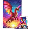 JIANGENNF Puzzle da 1000 pezzi raffigurante un drago rosso che vola in un cielo colorato decorazione da parete attività divertenti per la casa collezione d'artista opera d'arte 38x52cm