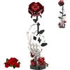 DzirePada Scheletro mano che tiene rosa rossa set di blocchi da costruzione, 357 pezzi, teschio, creativo kit di mattoni di fiori artificiali, giocattoli modello gotico scuro per decorazione, scrivania da